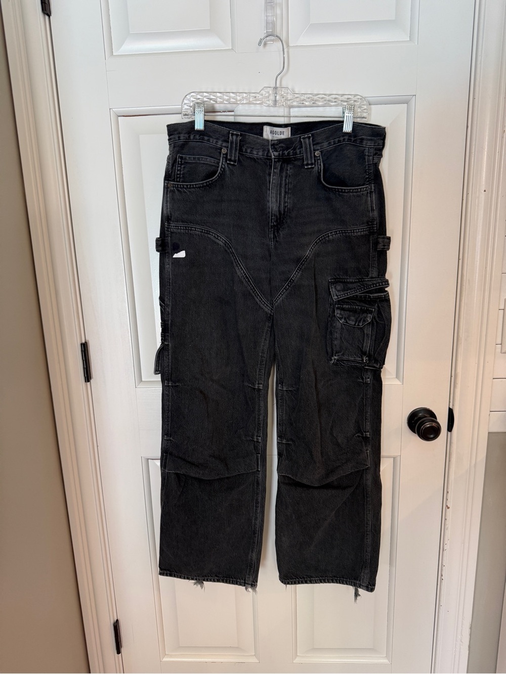 Agolde Neri Cargo Jeans Black wash Wide Leg Utility 25483 - Picture 4 of 16